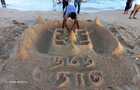 Marine visitors - building sand castle !!