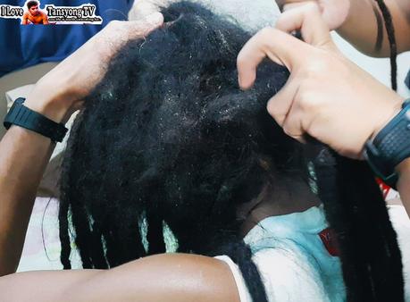 Dirt and Shampoo Residue Accumulation on a Two-Year-Old Dreadlocks Hairstyle.
