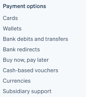 stripe payment options
