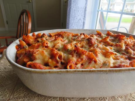 Baked Pasta with Spicy Tomato and Sausage Sauce