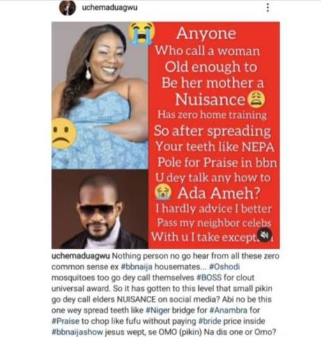 Zero Home Training – Actor Uche Maduagwu Slams Ka3na For Calling Ada Ameh A Nuisance