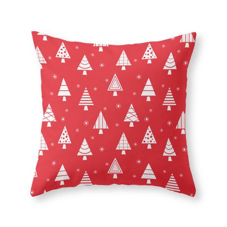 Holiday Christmas Tree Pattern (Red) Decorative Pillow by designmindsboutique