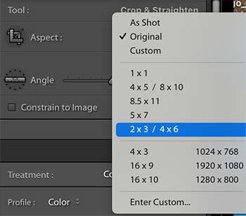 Lightroom Aspect Ratio Options