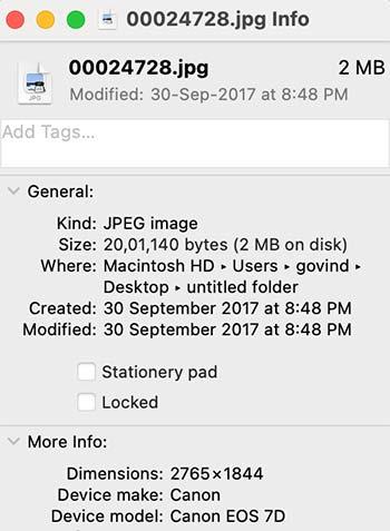Image Information Mac