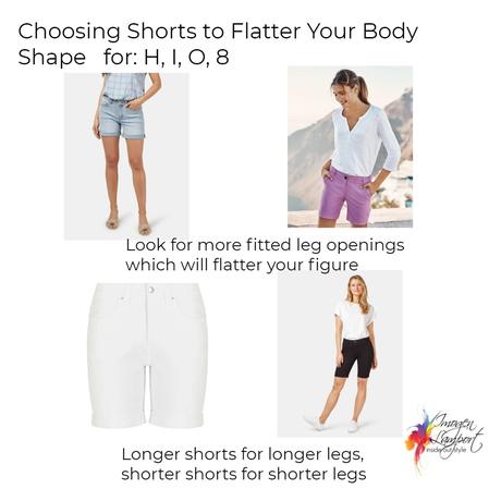 Choosing shorts to flatter your body shape: H shape, 8 Shape, I shape and O shape