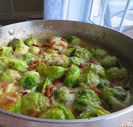 Creamy Parmesan Brussels Sprouts & Bacon