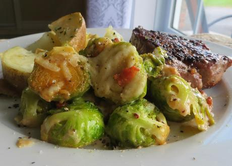 Creamy Parmesan Brussels Sprouts & Bacon