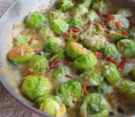 Creamy Parmesan Brussels Sprouts & Bacon