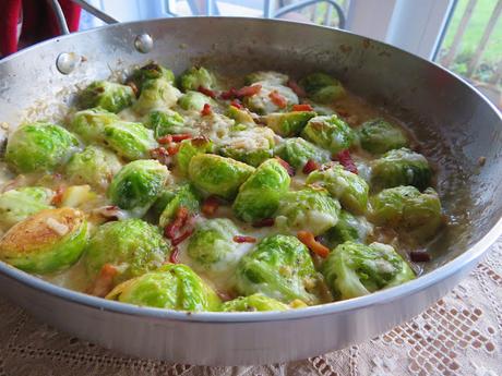 Creamy Parmesan Brussels Sprouts & Bacon