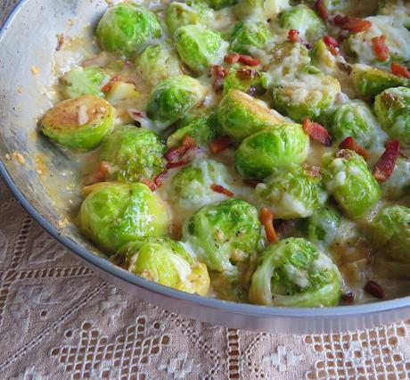 Creamy Parmesan Brussels Sprouts & Bacon