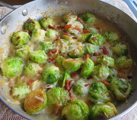 Creamy Parmesan Brussels Sprouts & Bacon