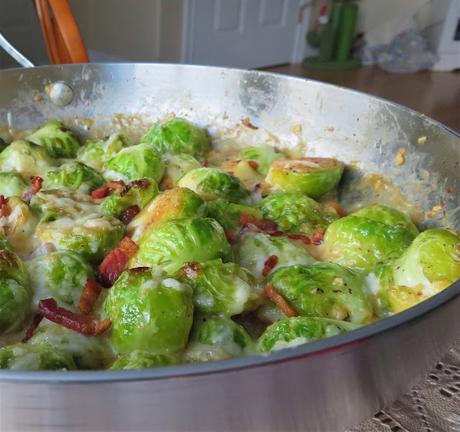 Creamy Parmesan Brussels Sprouts & Bacon