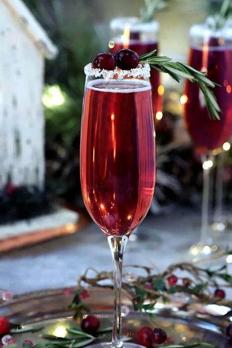 Cranberry Poinsettia Champagne Cocktail