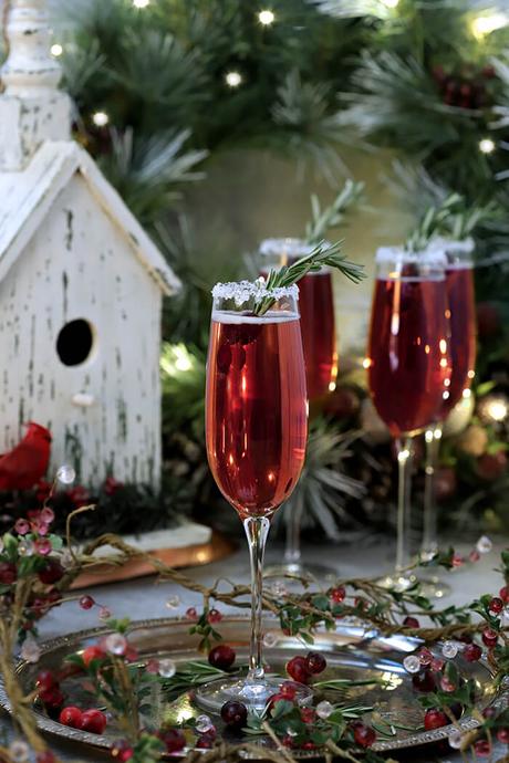 Cranberry Poinsettia Champagne Cocktail