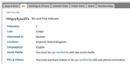 Add your information and interests to your Chaturbate Bio