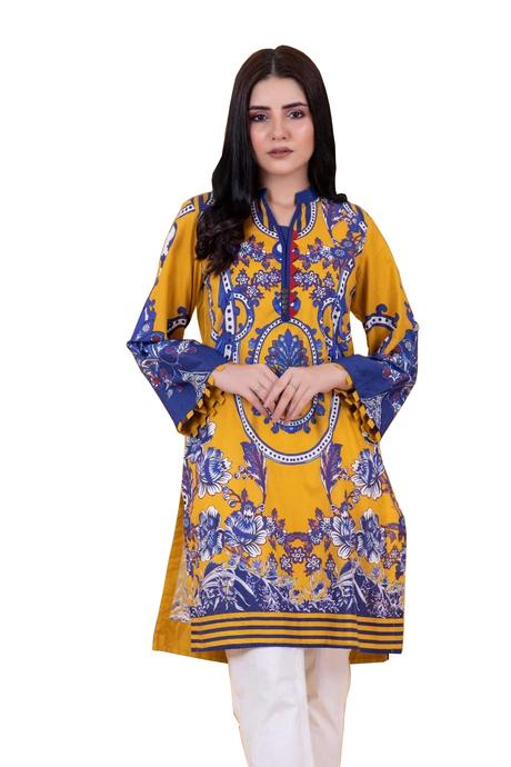 Top 5 Gul Ahmed Kurtis to wear in UK Mustard Kurti