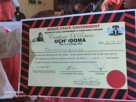 Deeper Life Pastor, Elaigwu Odogbo Emerges New Och’Idoma