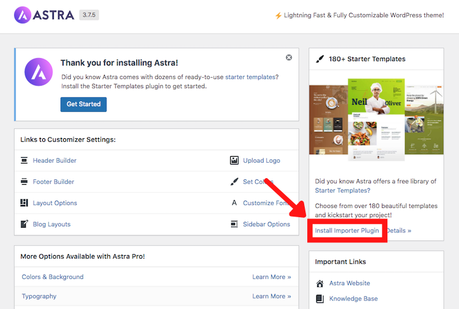 Install Astra Imported Plugin
