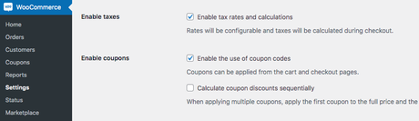 WooCommerce enable taxes