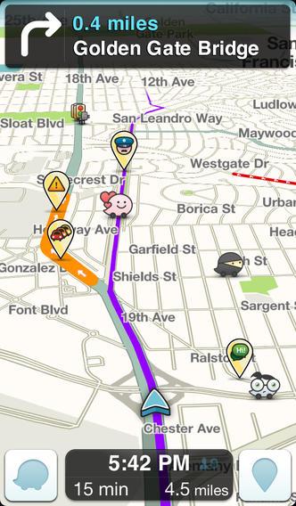 Waze social GPS traffic & gas iphone app