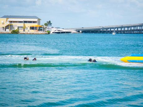 Banana Boat ride while on the Tropical Sailing Miami Ski and Splash tour