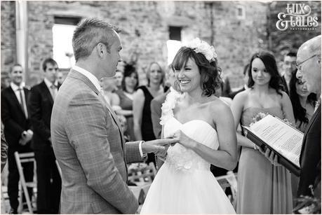 Barn wedding int he Lake district of exchange of the rings