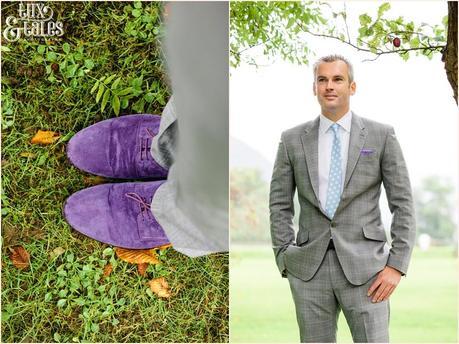 Purple suede groom shoes