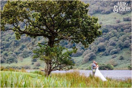 Bride & groom in front of lake buttermere