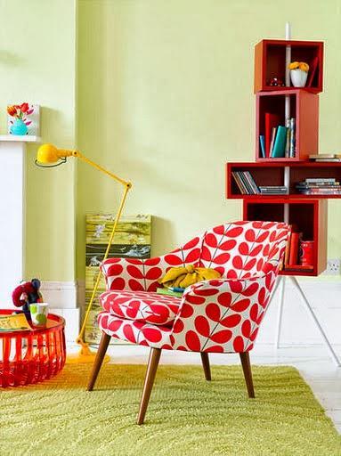 Bright Red Sofa and Table