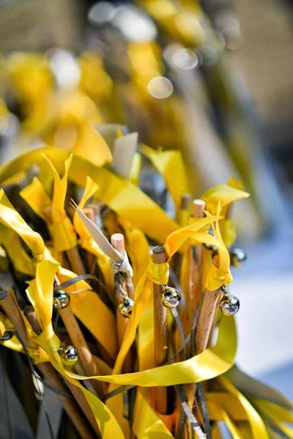 The Couple Tie The Knot at a An Island Wedding with pops of Yellow and nautical ropes by Rock, Paper Scissors