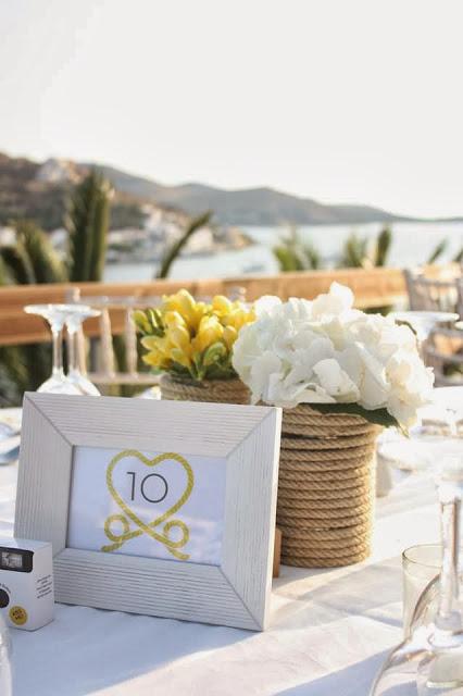 The Couple Tie The Knot at a An Island Wedding with pops of Yellow and nautical ropes by Rock, Paper Scissors