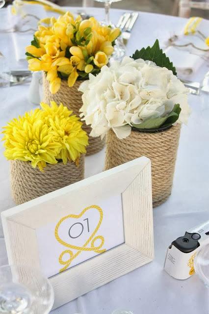 The Couple Tie The Knot at a An Island Wedding with pops of Yellow and nautical ropes by Rock, Paper Scissors