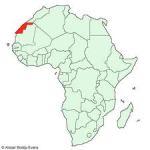 Western Sahara in red on the map of Africa