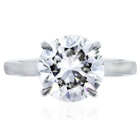 Platinum GIA Certified 3.65ct Round Diamond Engagement Ring