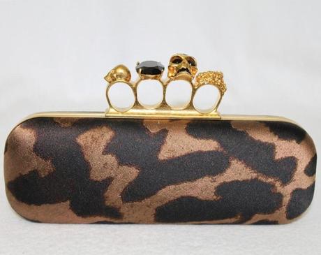 2 11784 221733  alexander mc queen leopard knuckle skull classic clutch bag   5 Ways to Carry Your Leopard Handbag