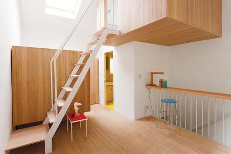 Modern bed pod staircase area with wooden flooring 