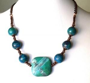 Yellow Turquoise and Copper Necklace Photo