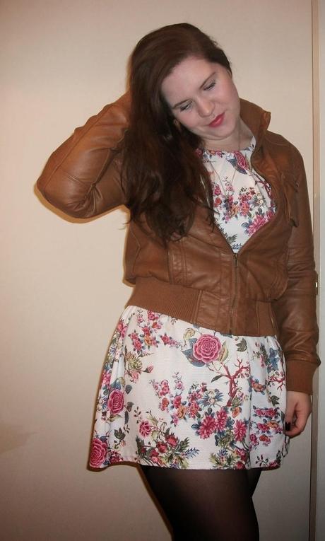 new look dress from love label and a tan leather jacket from therapy