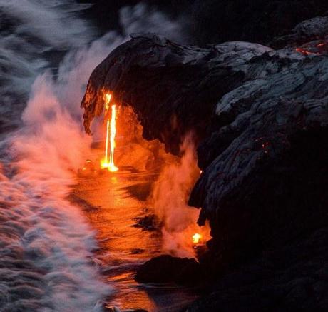 Lava Flow into the Ocean