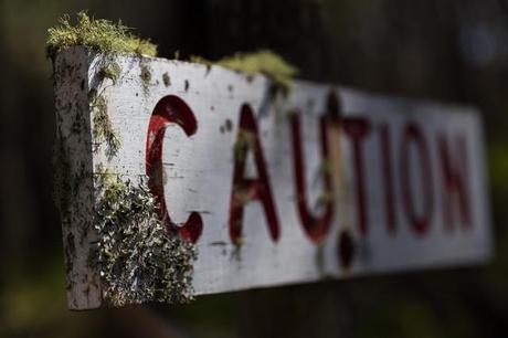 caution sign at old mine blackwood