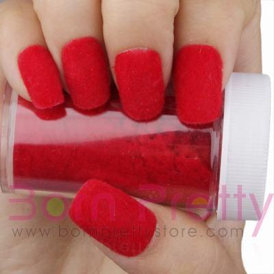 Fun Flocking Velvet Powder Manicure Nail Art Nail Polish- Red