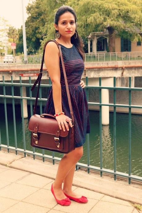 French Connection Dress, Sam Edelman Shoes, ONA Bag, ASOS Earrings, Tanvii.com