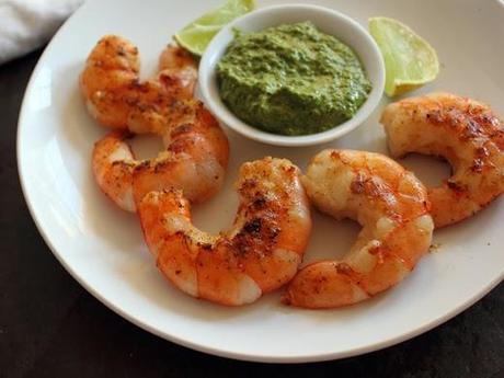 Seared Shrimp with Cilantro Honey Dip