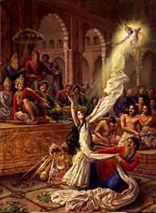 Draupadi being disrobed in court