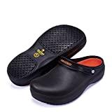 YOWESHOP Slip Resistant Chef Clogs - Kitchen Non Slip Work Shoes Black for Men Women