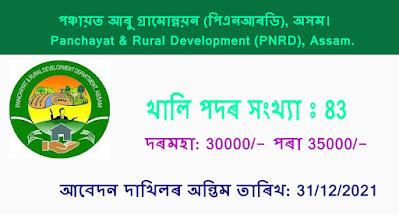 PNRD ত খালি পদৰ বাবে নিযুক্তি,83 সমন্বয়ক আৰু বিশেষজ্ঞৰ খালী পদ