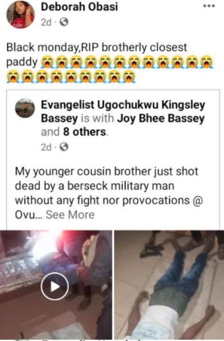 Soldier Kills 28-year-old Man In Abia State For Allegedly Blocking His Way (Photo)