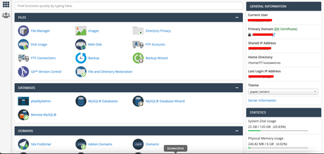 cpanel Dashboard
