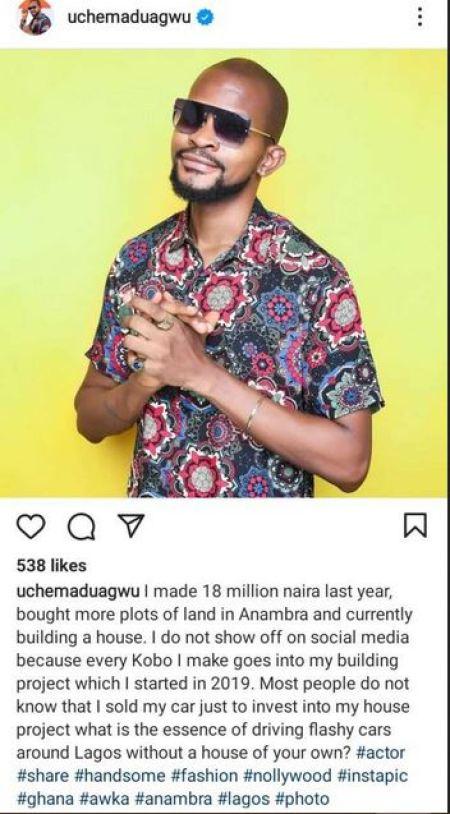 I Made N18M Last Year, I Don’t Show Off On Social Media – Uche Maduagwu