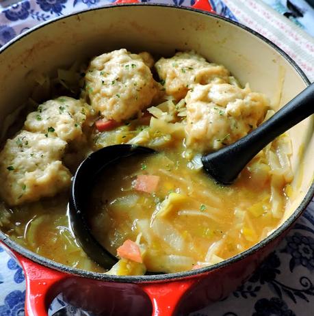 WINTER VEGETABLE WOUP WITH CHEESE DUMPLINGS